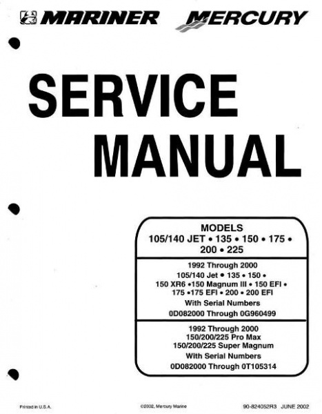 mercury 250 xs service manual